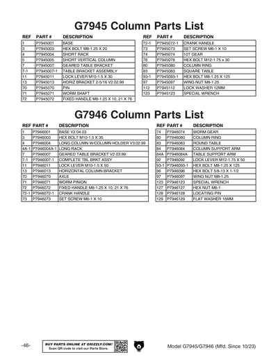 Part Diagram for G7946