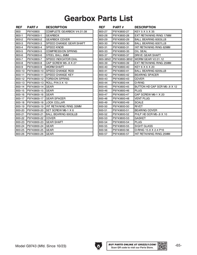 Parts for G9743 7