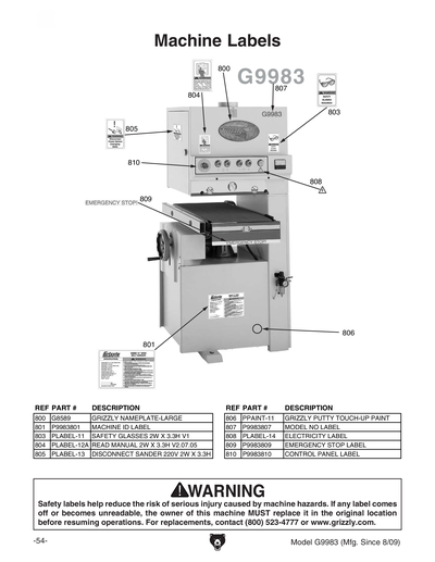 Parts for G9983 15