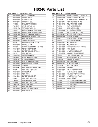 Part Diagram for H6246