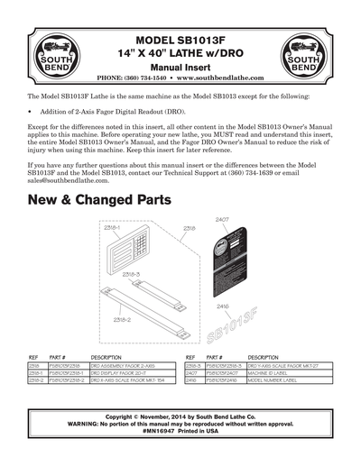 Part Diagram for SB1013F