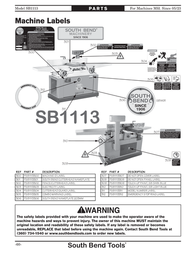 Part Diagram for SB1113