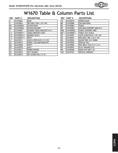 Part Diagram for W1669