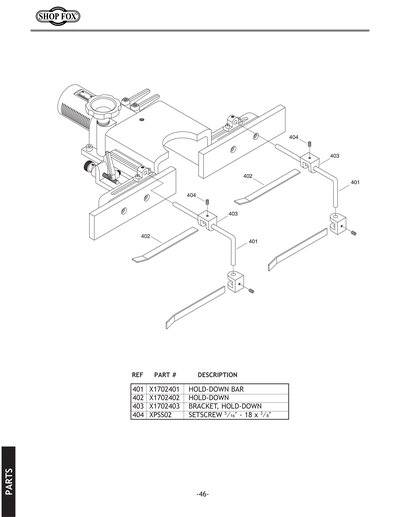 Parts for W1702 3 HP Shaper - Grizzly Industrial, Inc.