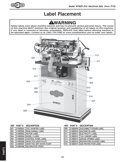 Part Diagram for W1805