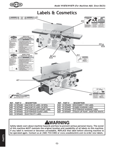 Parts for W1876 6