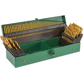 Grizzly PRO T33684 - M2 HSS TiN-Coated Drill Bit Set, 115-Pc