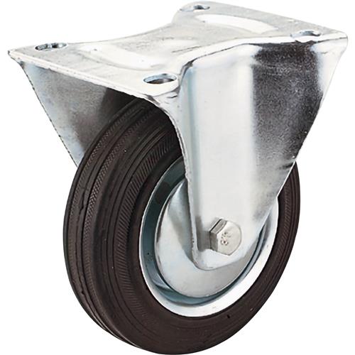 Image for Steelex D2536 - 10" Black Rubber Fixed Caster, Plate Mount