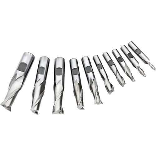 Image for Grizzly G9757 - HSS 2 Flute End Mills, 10 Pc. Set