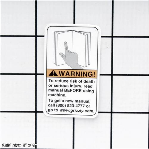 Image for Grizzly PLABEL-12C - READ MANUAL 1.5W X 2.5H