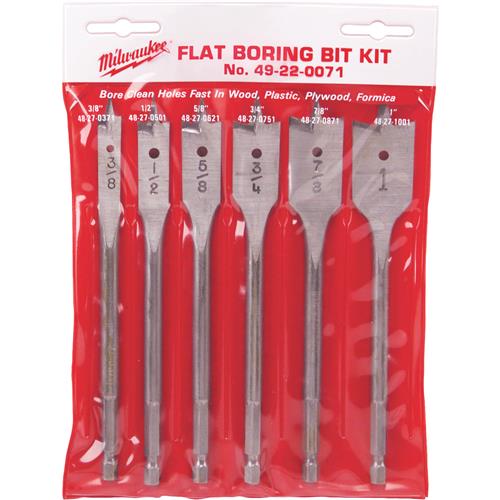 Image for Milwaukee T31097 - Flat Boring Bit 6" Universal Set - 6pc