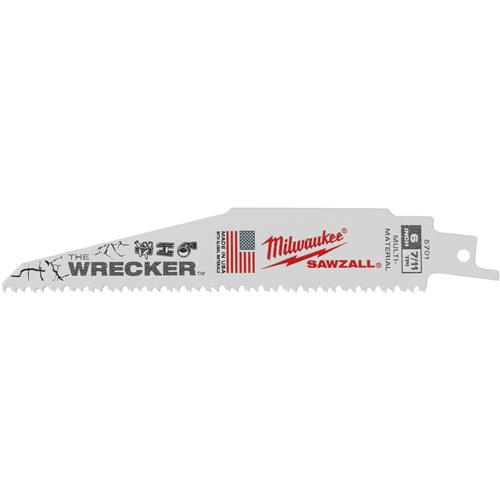 Image for Milwaukee T31186 - SAWZALL WRECKER 6" 7/11 TPI Multi-Material Blade, 5 pk.