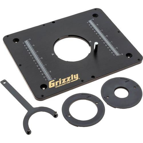 Image for Grizzly T31641 - 9-1/4" x 11-3/4" Aluminum Router Table Insert with Two Reducer Rings