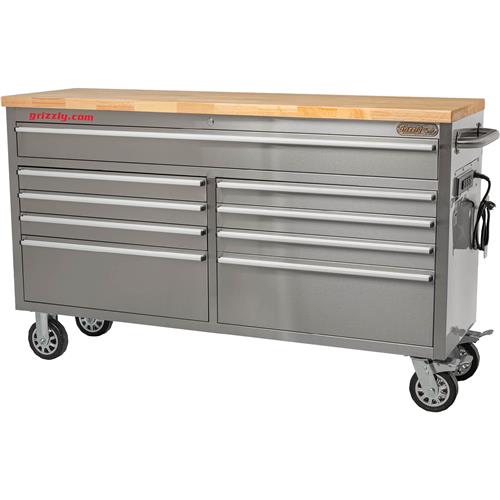 Image for Grizzly T33255 - 61" 9-Drawer Stainless-Steel Tool Cabinet
