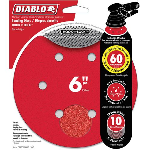 Image for Diablo T33514 - 6" 60 Grit (Ultra Coarse)  ROS Hook & Lock™ Discs 10 Pk