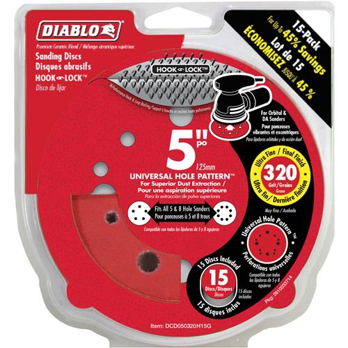 Image for Diablo T33526 - 5" 320 Grit (Super Fine)  ROS Hook & Lock™ Discs 15 Pk
