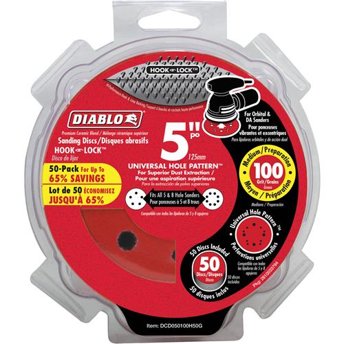 Image for Diablo T33540 - 5" 100 Grit (Medium)  ROS Hook & Lock Discs 50 Pk
