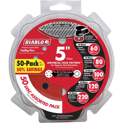Image for Diablo T33546 - 5" ROS Hook & Lock™ Disc Assorted Pack 50 Pk