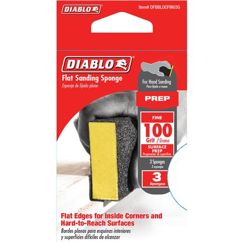 Image for Diablo T33550 - Flat 100 Grit (Fine) Sanding Sponge 3 Pk