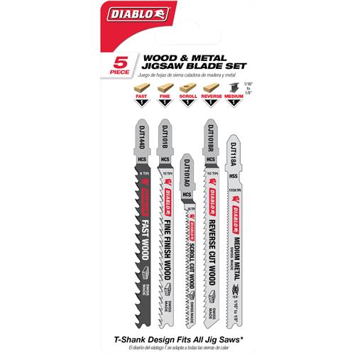 Image for Diablo T33805 - Assortment of Jigsaw Blades, 5 Pk.