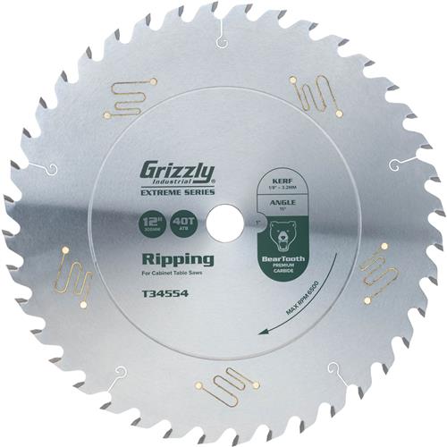 Image for Grizzly T34554 - 12" x 1" 40T ATB Extreme Series Ripping Saw Blade